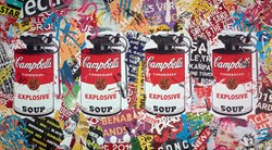 Explosive Quad by Aiiroh - Original Mixed Media on Aluminium sized 71x39 inches. Available from Whitewall Galleries